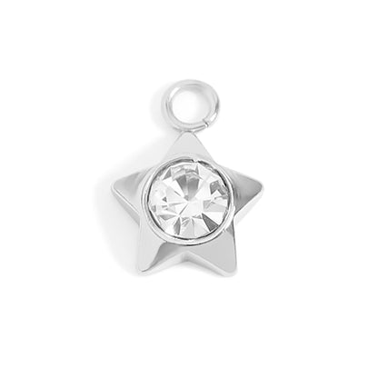 18K Gold PVD Stainless Steel Star with Cubic Zirconia Charm