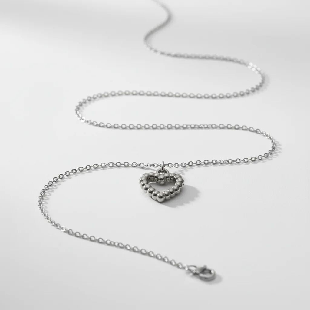 18K Gold PVD Stainless Steel Textured Heart Charm
