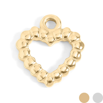 18K Gold PVD Stainless Steel Textured Heart Charm
