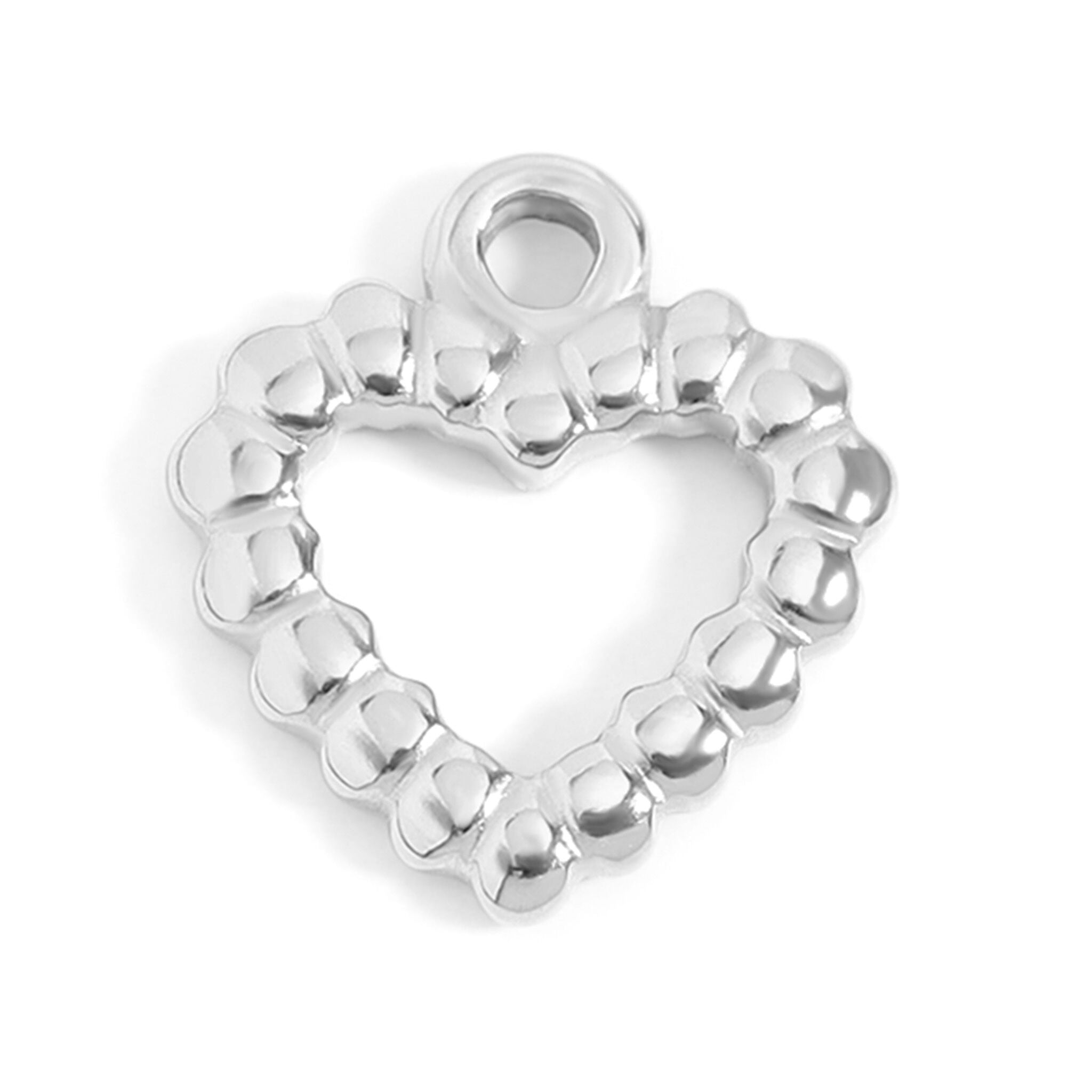 18K Gold PVD Stainless Steel Textured Heart Charm
