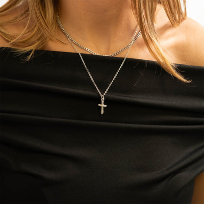 18K Gold PVD Stainless Steel Textured Cross Charm