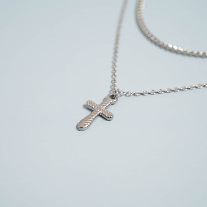 18K Gold PVD Stainless Steel Textured Cross Charm