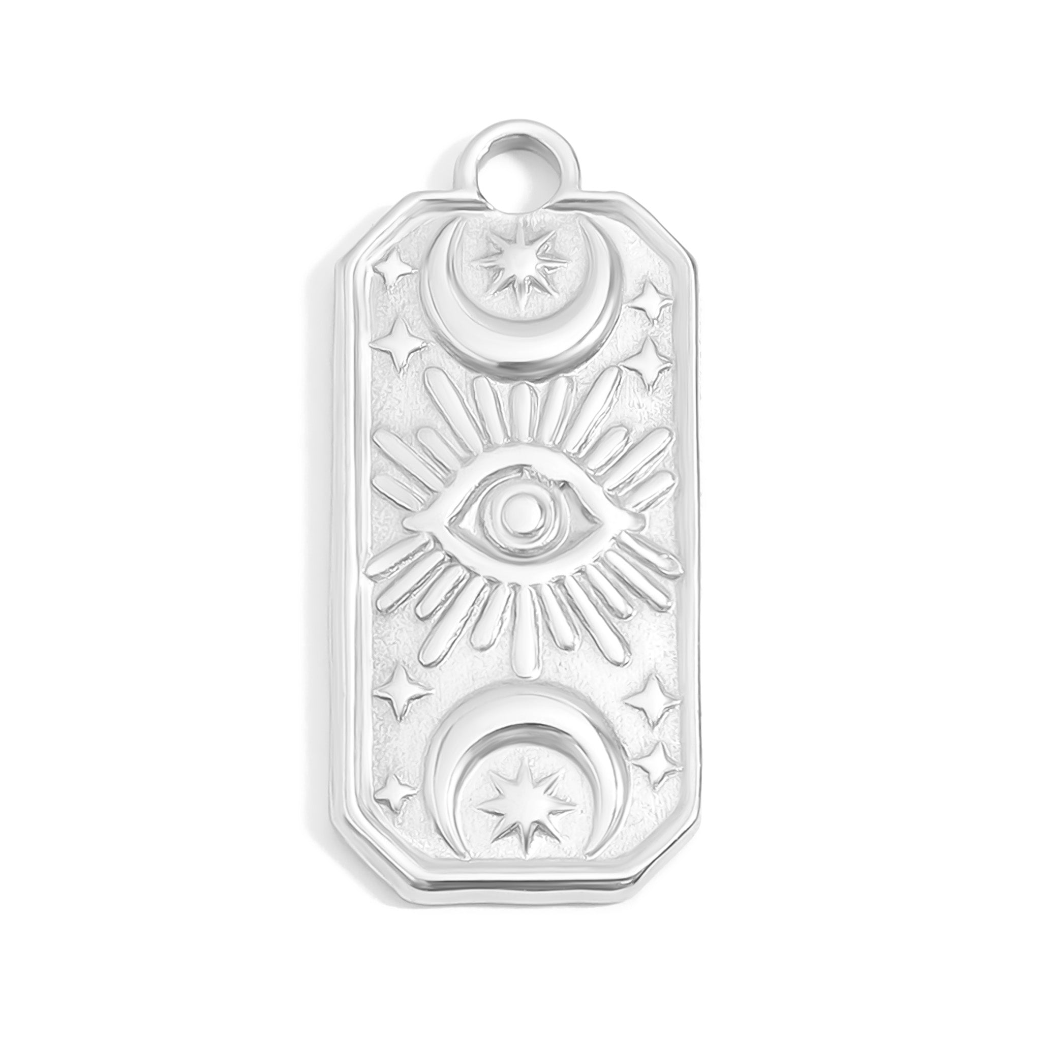 18K Gold PVD Stainless Steel Rectangle Mystical Symbol Charm
