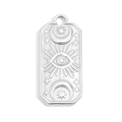 18K Gold PVD Stainless Steel Rectangle Mystical Symbol Charm
