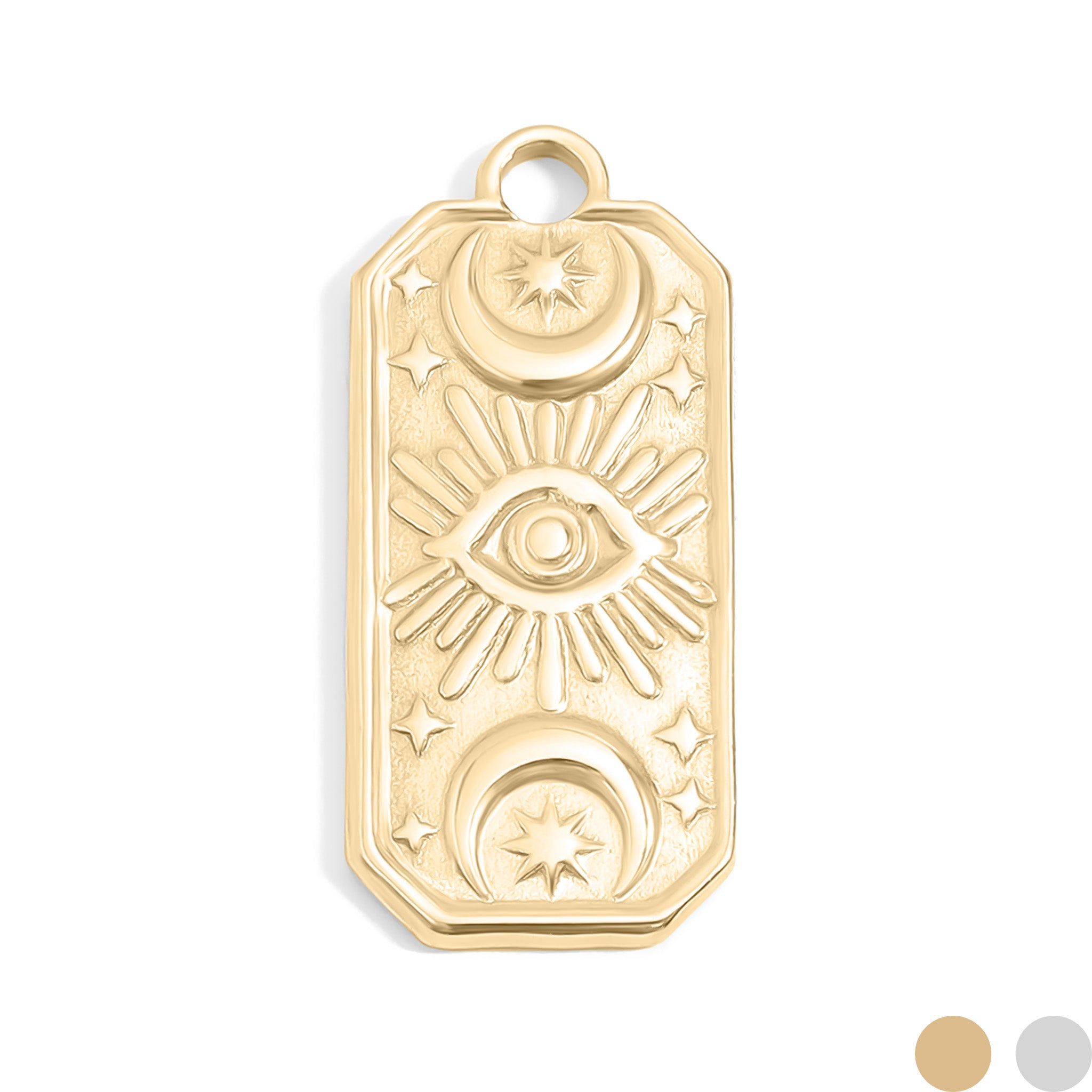 18K Gold PVD Stainless Steel Rectangle Mystical Symbol Charm