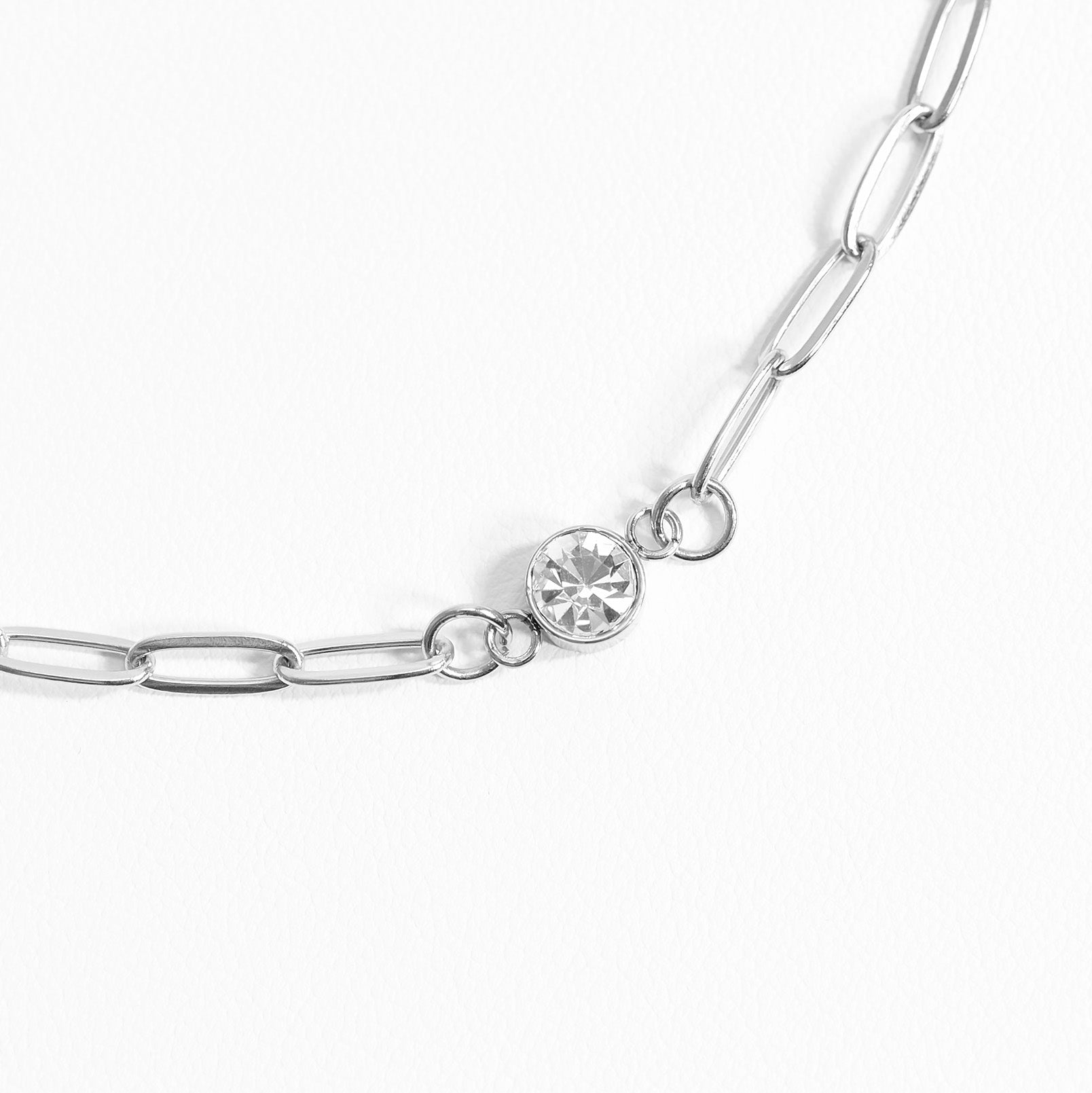 Stainless Steel Round Cubic Zirconia Birthstone Connector Charm