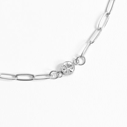Stainless Steel Round Cubic Zirconia Birthstone Connector Charm