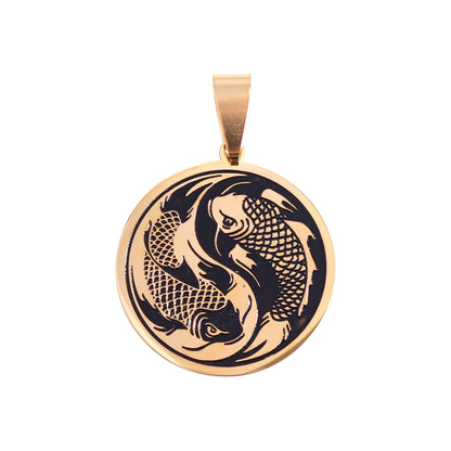 18K Gold PVD Stainless Steel Yin & Yang Koi Fish Pendant
