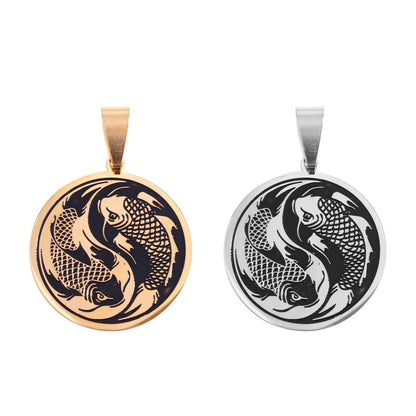 18K Gold PVD Stainless Steel Yin & Yang Koi Fish Pendant