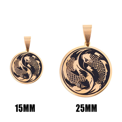 18K Gold PVD Stainless Steel Yin & Yang Koi Fish Pendant