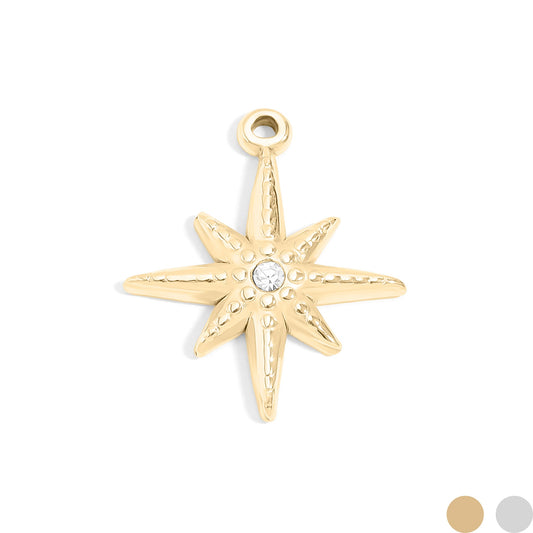 18K Gold PVD Stainless Steel Compass Pendant