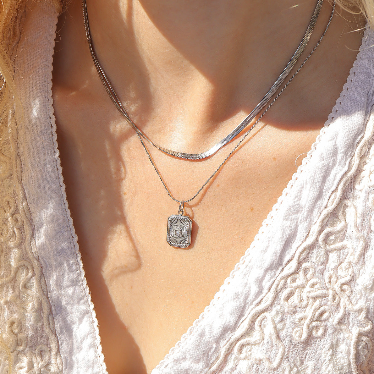 Stainless Steel Herringbone Chain Necklace
