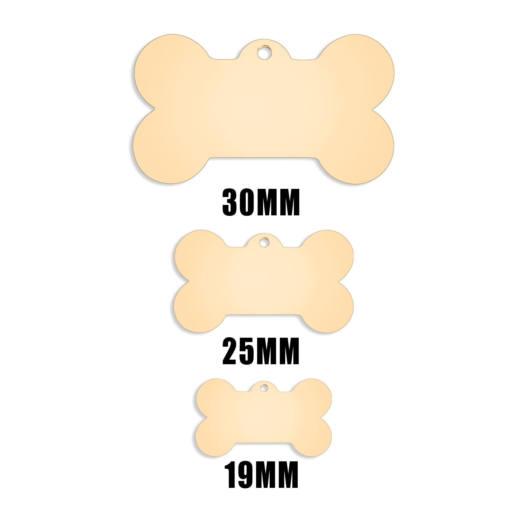 18K Gold PVD Stainless Steel Dog Bone Pet Tag