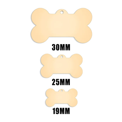 18K Gold PVD Stainless Steel Dog Bone Pet Tag