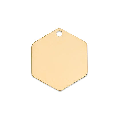 18K Gold PVD Stainless Steel Hexagon Pet Tag