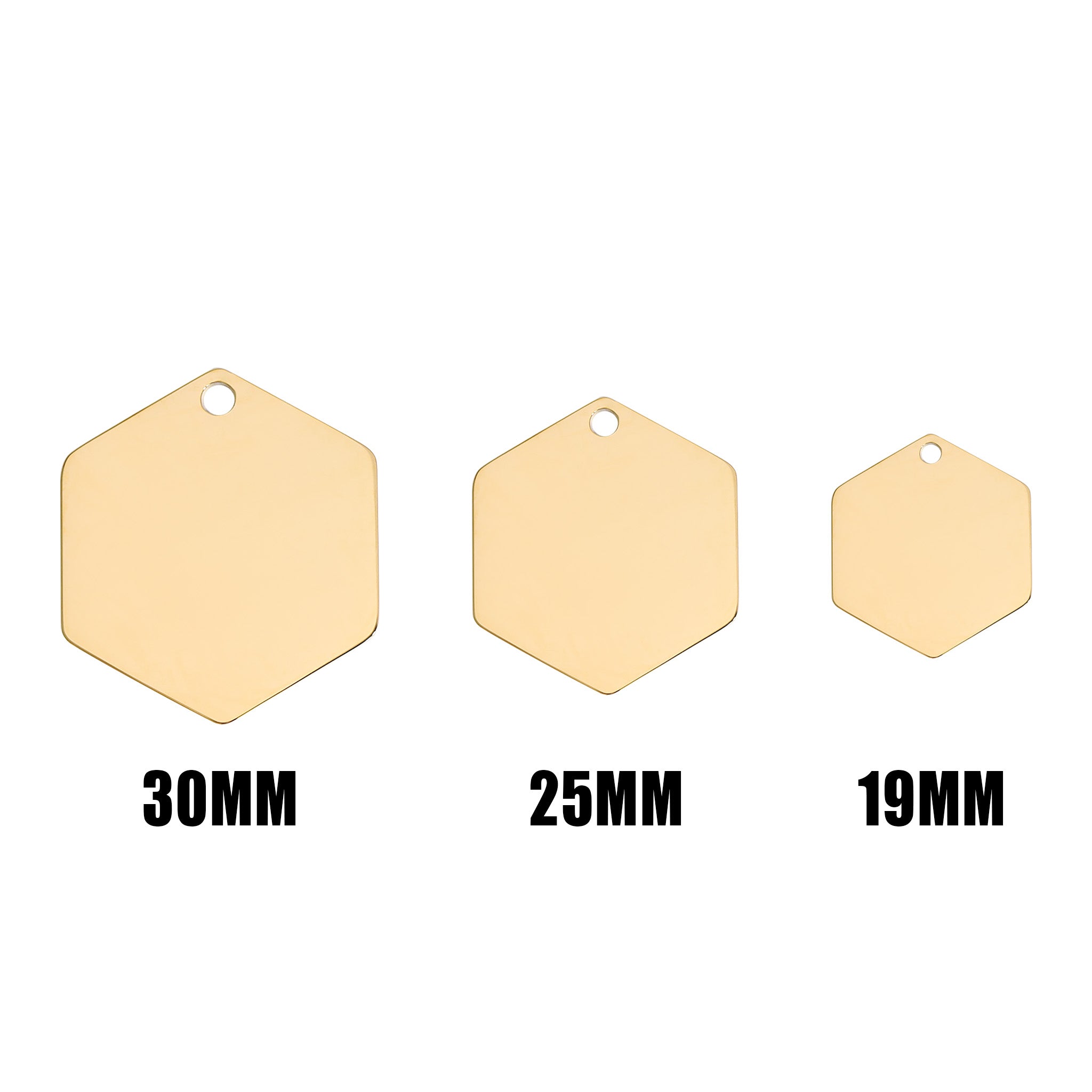 18K Gold PVD Stainless Steel Hexagon Pet Tag