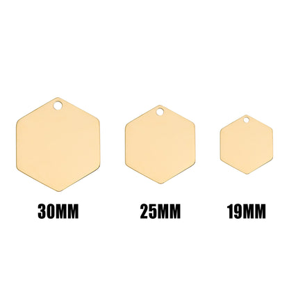 18K Gold PVD Stainless Steel Hexagon Pet Tag