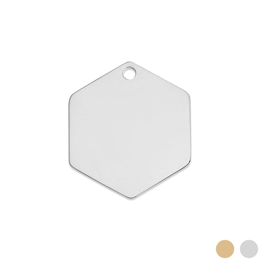 18K Gold PVD Stainless Steel Hexagon Pet Tag