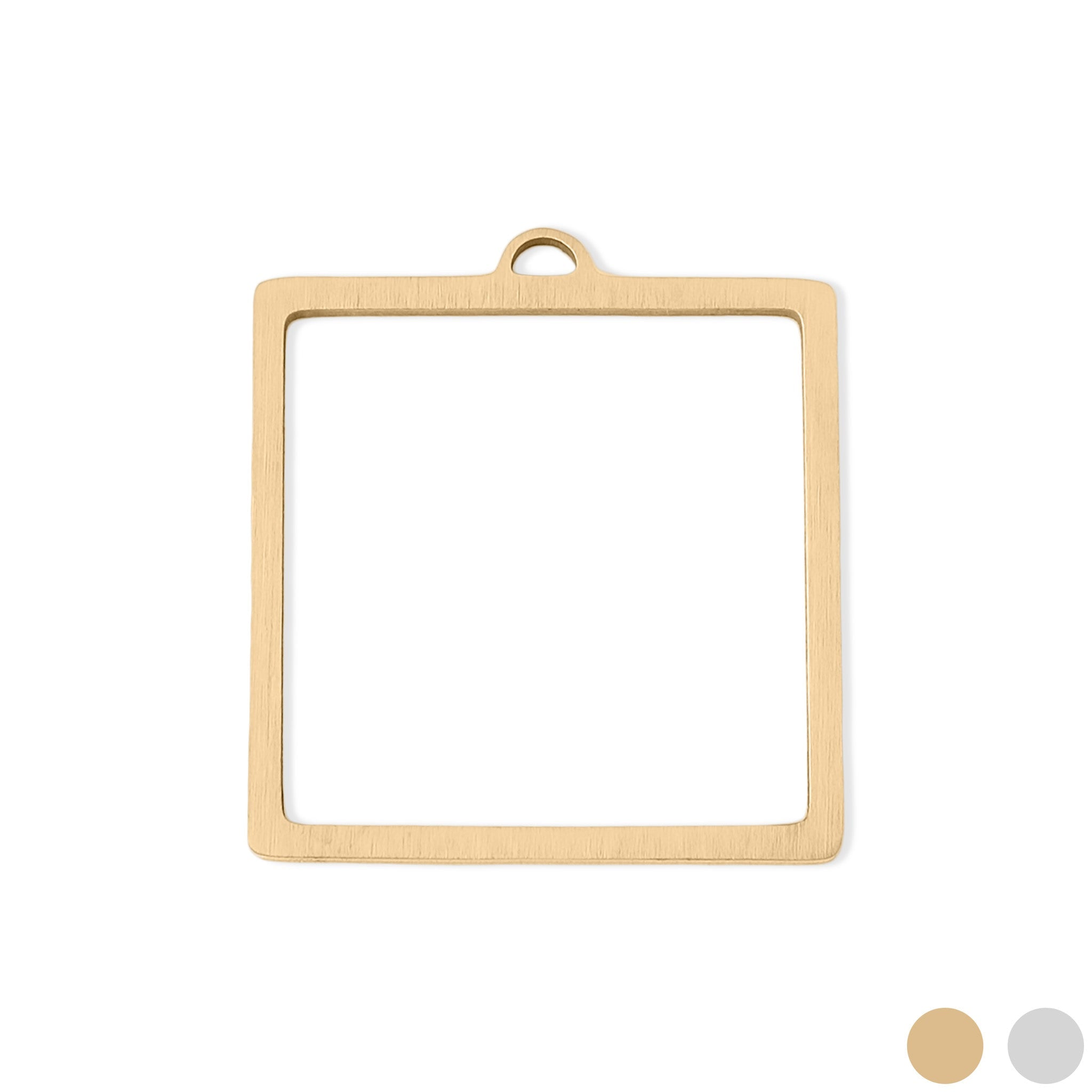 18K PVD Coated Stainless Steel Open Back Square Bezel Pendant