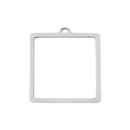 18K PVD Coated Stainless Steel Open Back Square Bezel Pendant