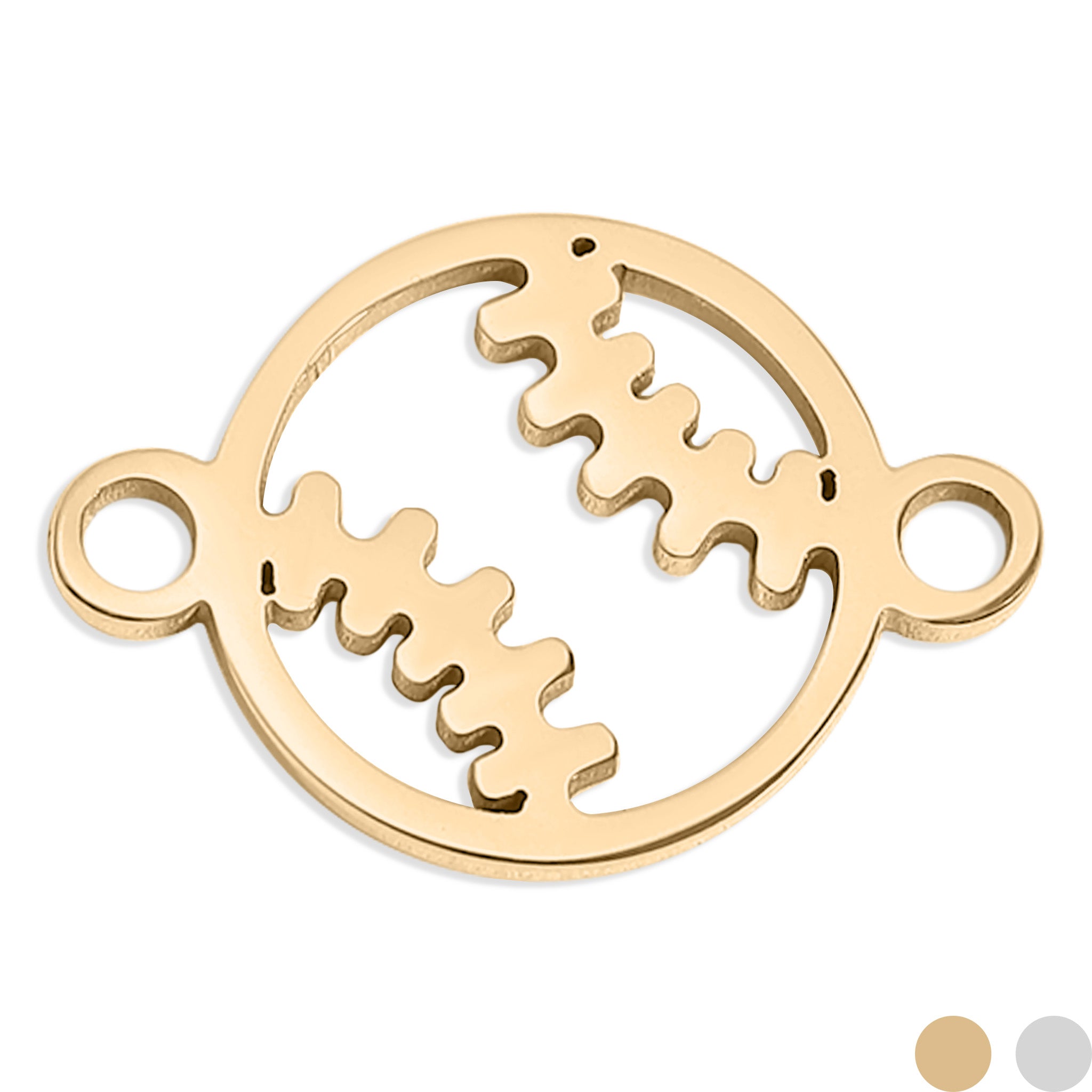 18K Gold PVD Stainless Steel Baseball Connector Charm
