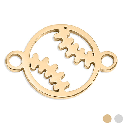 18K Gold PVD Stainless Steel Baseball Connector Charm