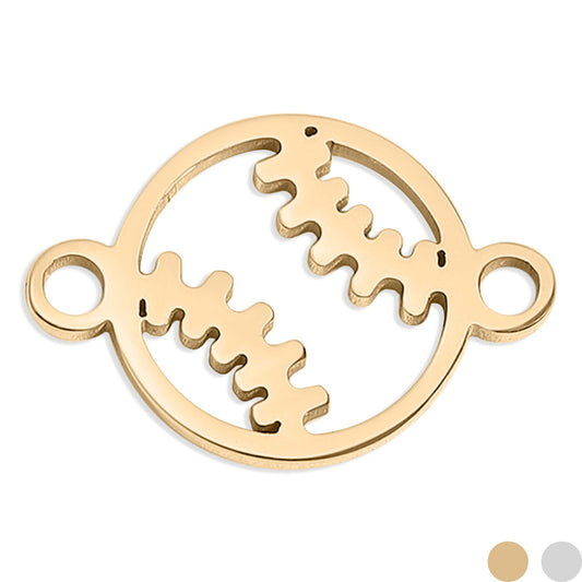 18K Gold PVD Stainless Steel Baseball Connector Charm