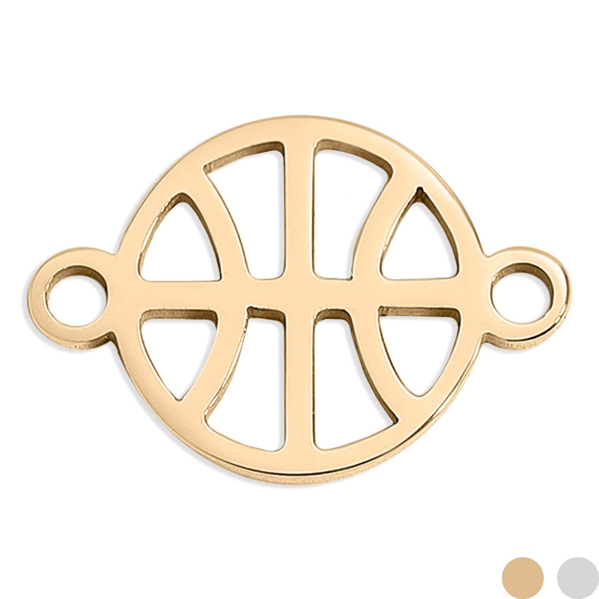 18K Gold PVD Stainless Steel Basketball Connector Charm