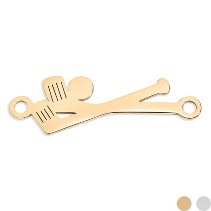 18K Gold PVD Stainless Steel Golf Club Connector Charm
