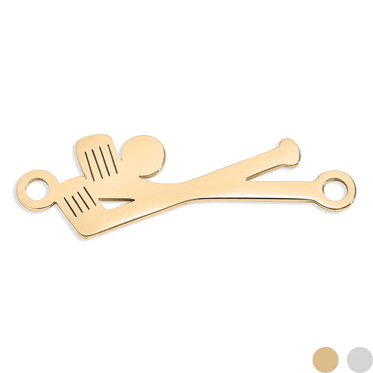 18K Gold PVD Stainless Steel Golf Club Connector Charm
