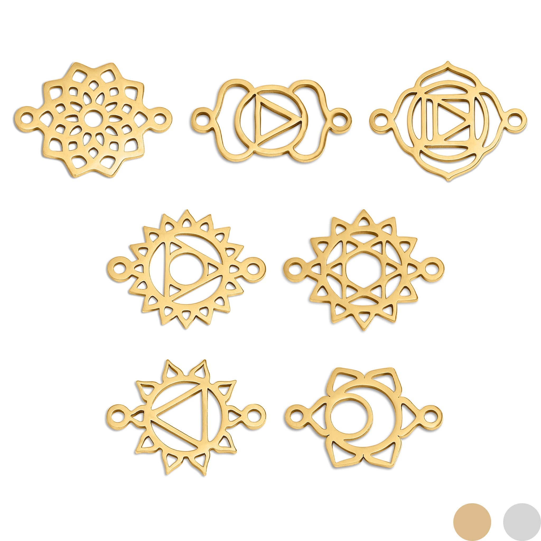 18K Gold Stainless Steel Chakra Connector Charm