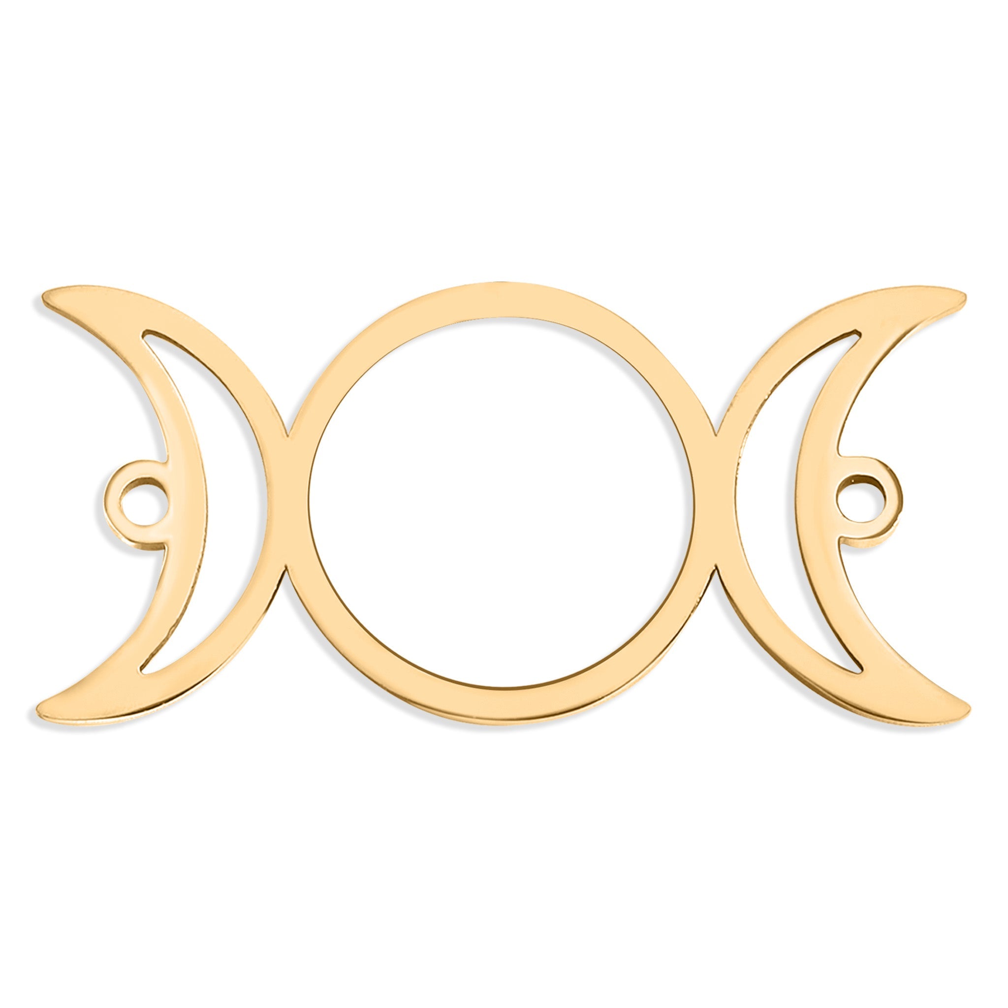 18K Gold Stainless Steel Triple Moon Goddess Connector Charm