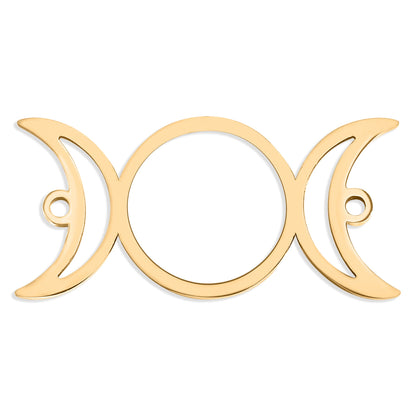 18K Gold Stainless Steel Triple Moon Goddess Connector Charm