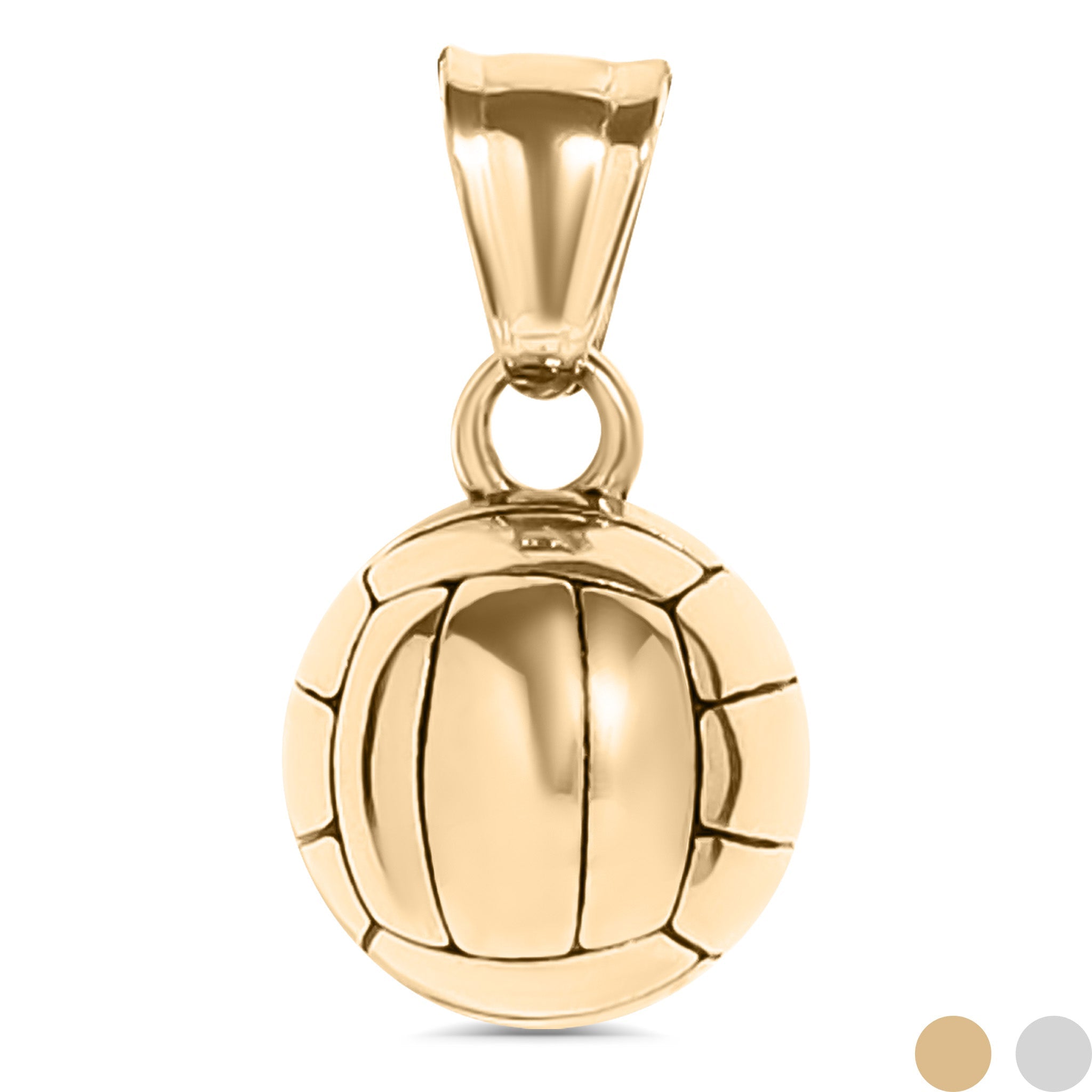 18K Gold PVD Stainless Steel 3D Volleyball Charm