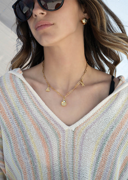 18k Gold PVD Stainless Steel Sailboat Charm