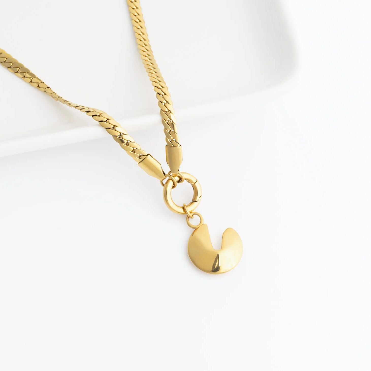 18K Gold PVD Stainless Steel Fortune Cookie Charm