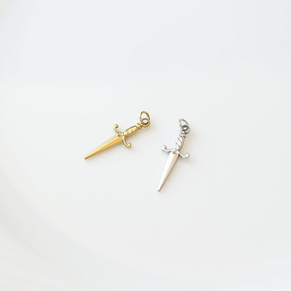 18K Gold PVD Stainless Steel Dagger Charm