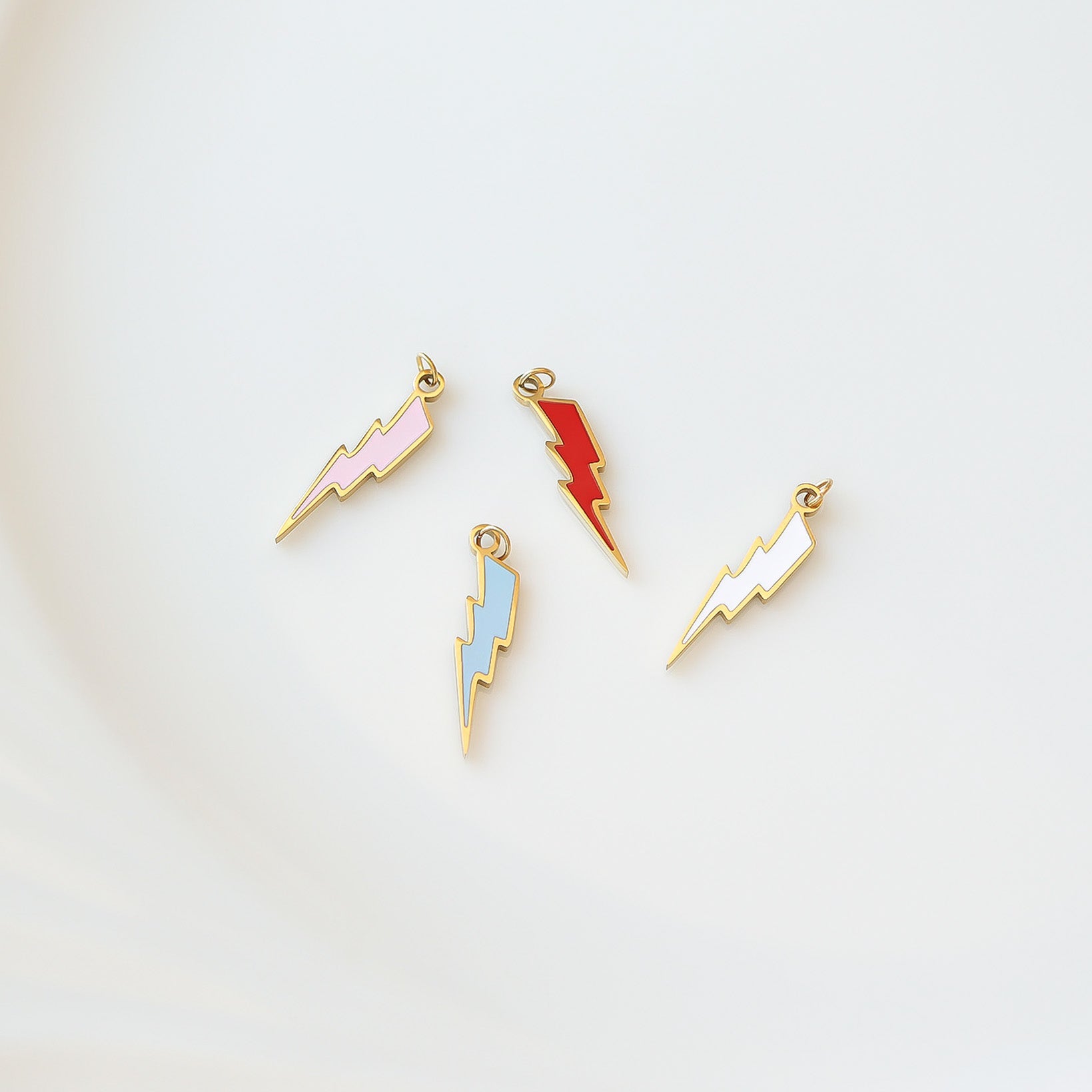 18K Gold PVD Stainless Steel Epoxy Lightning Bolt Charm