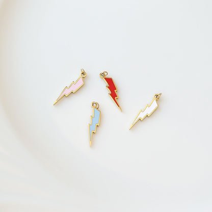18K Gold PVD Stainless Steel Epoxy Lightning Bolt Charm