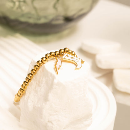18K Gold PVD Stainless Steel Epoxy Lightning Bolt Charm