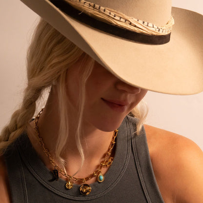 18K Gold PVD Stainless Steel Epoxy Cowboy Boot Charm