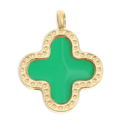 18K Gold PVD Stainless Steel Lucky Clover Charm