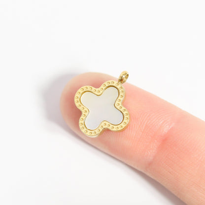 18K Gold PVD Stainless Steel Lucky Clover Charm