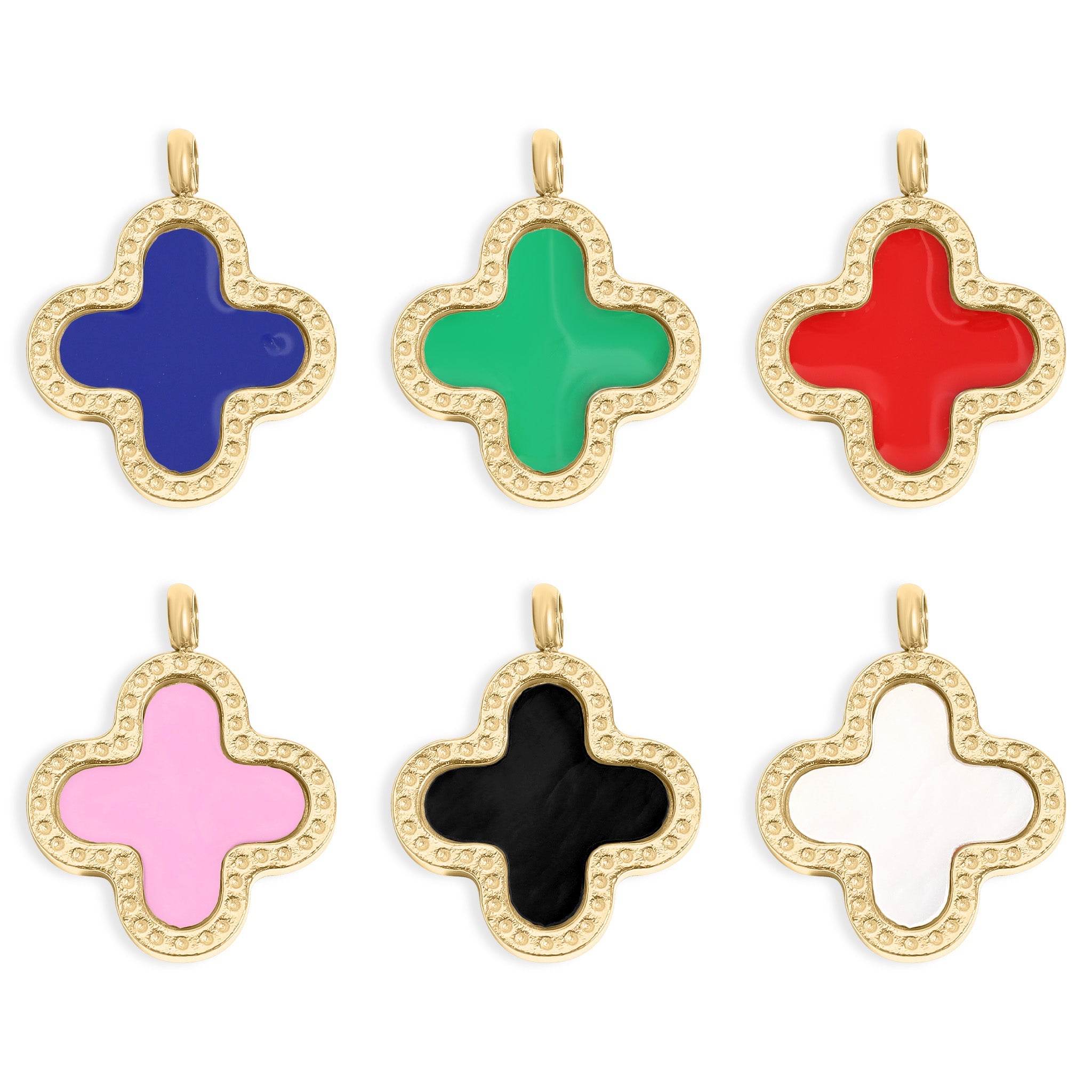 18K Gold PVD Stainless Steel Lucky Clover Charm