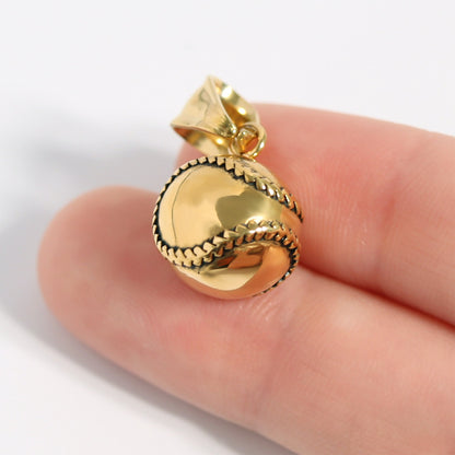 18K Gold PVD 3D Baseball Pendant