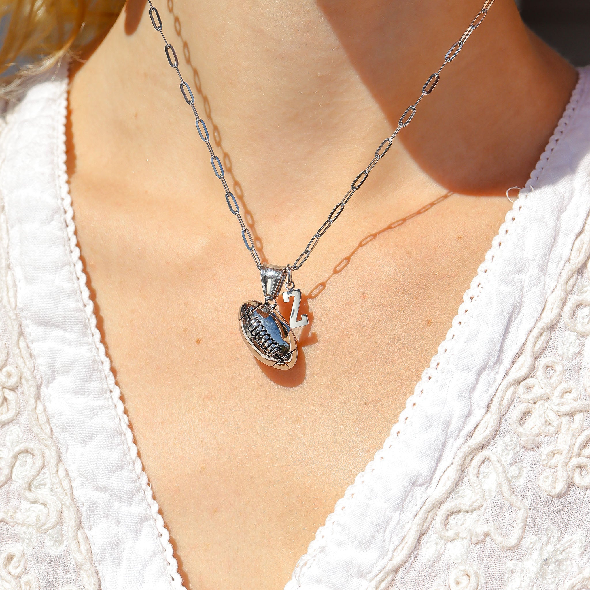 18K Gold PVD 3D Football Pendant