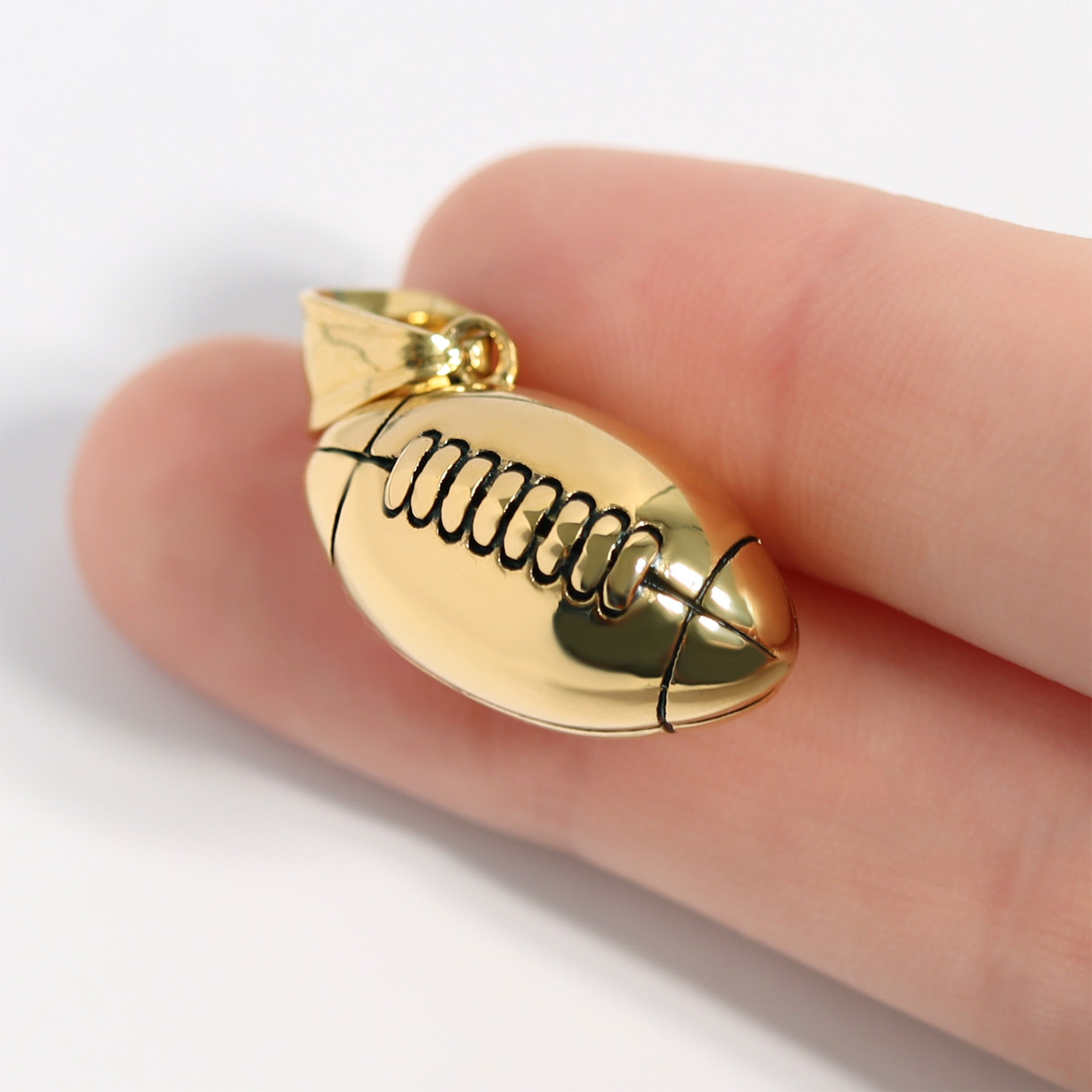 18K Gold PVD 3D Football Pendant