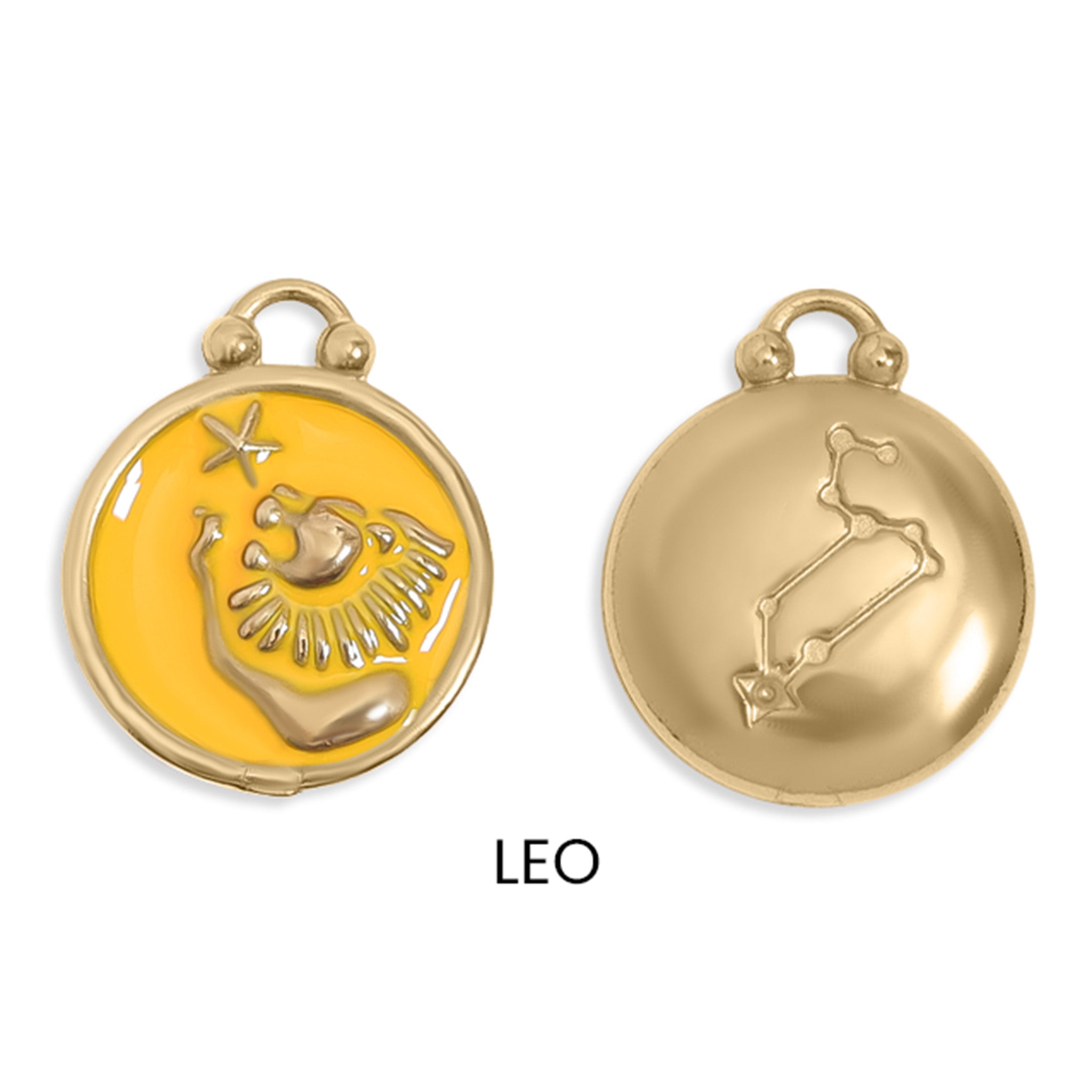 18K Gold PVD Stainless Steel Epoxy Filled Zodiac Pendants