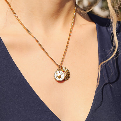 18K Gold PVD Stainless Steel Crimped Oval Charm