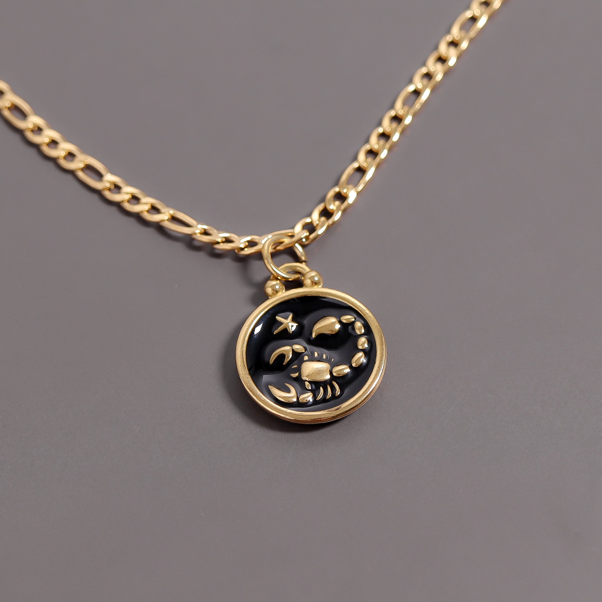 18K Gold PVD Stainless Steel Epoxy Filled Zodiac Pendants